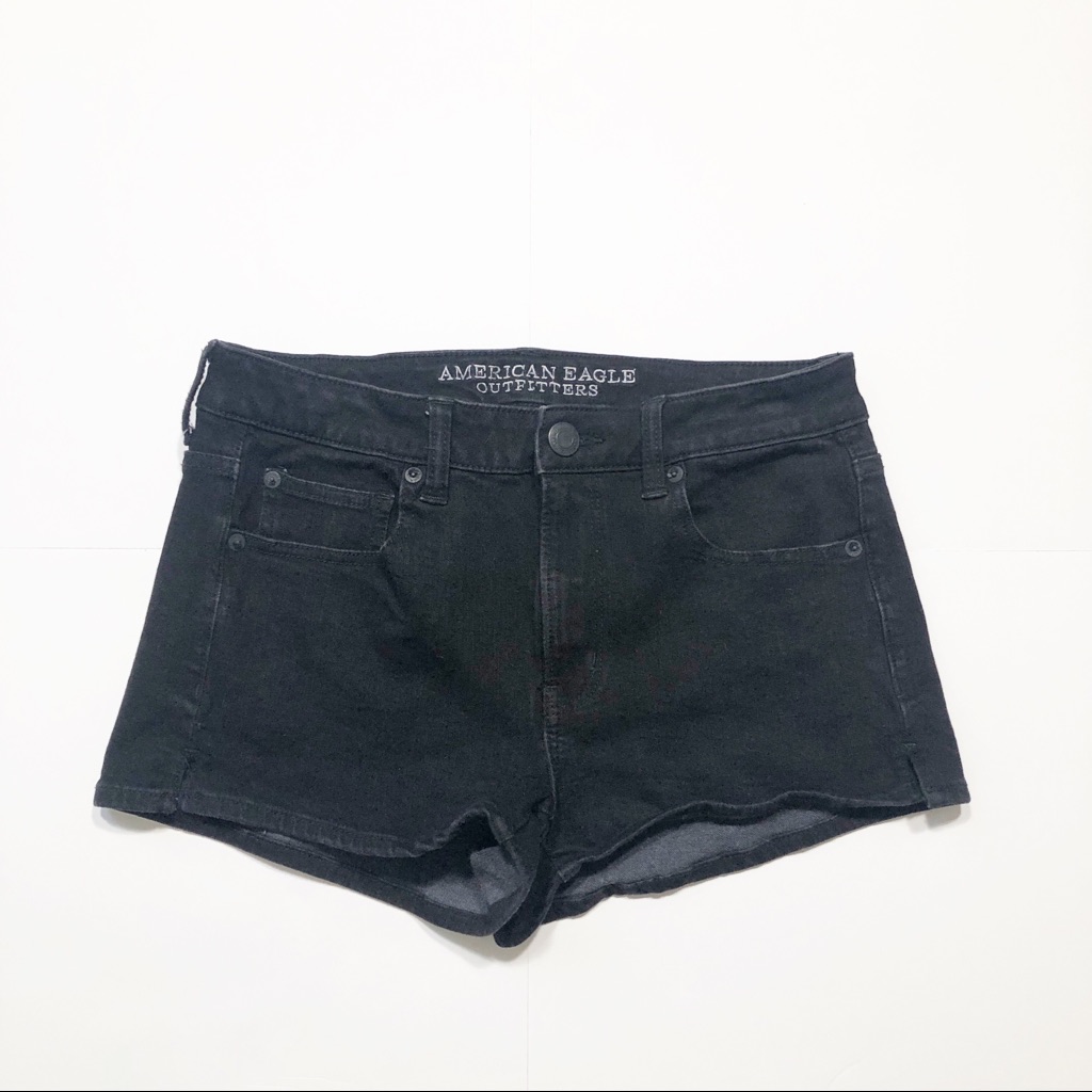 American Eagle Hi Rise Shortie Black Shorts